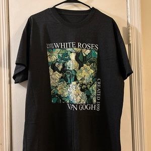 Dark Grey XL Van Gogh White Roses T Shirt in Men’s